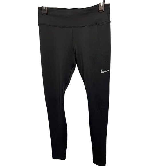 Nike Black High-Waisted Womens Leggings With Pockets & Zipper Back Pocket - Picture 1 of 10